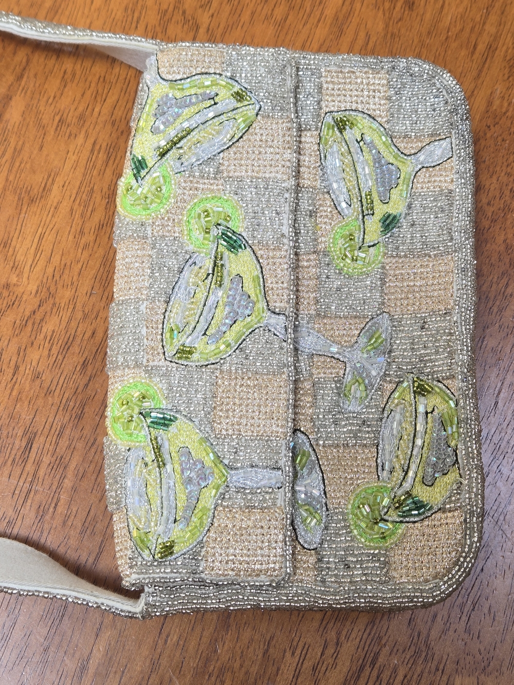 ​Anthropologie Fiona Beaded Margarita Bag Checkered Margs Cocktail Shoulder EUC - Picture 4 of 15